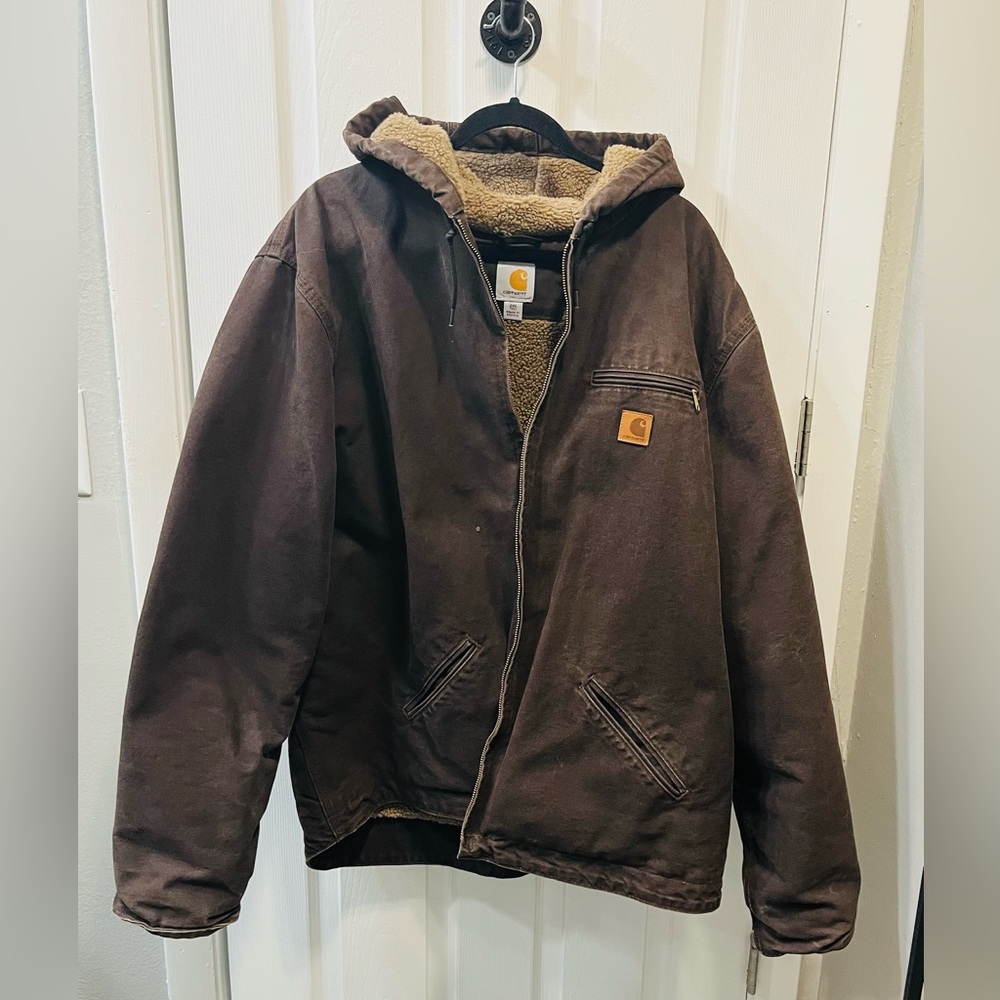 Carhartt Men's Coat Style J141 Sandstone Sierra - 2x Tall - EUC - Sherpa Lined.